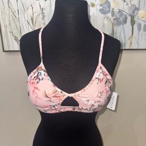 PacSun Pink Floral Bralette with Keyhole Detail